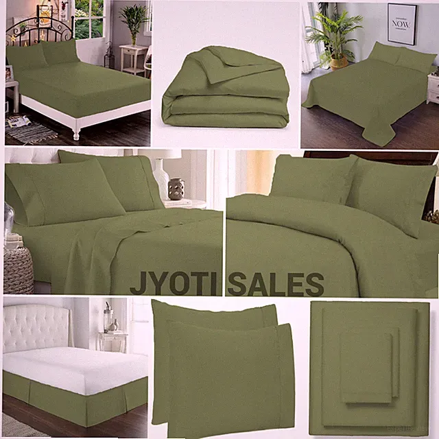 Best Bedding 1000TC/1200TC 100% Cotton US Sizes Select Item Moss Solid