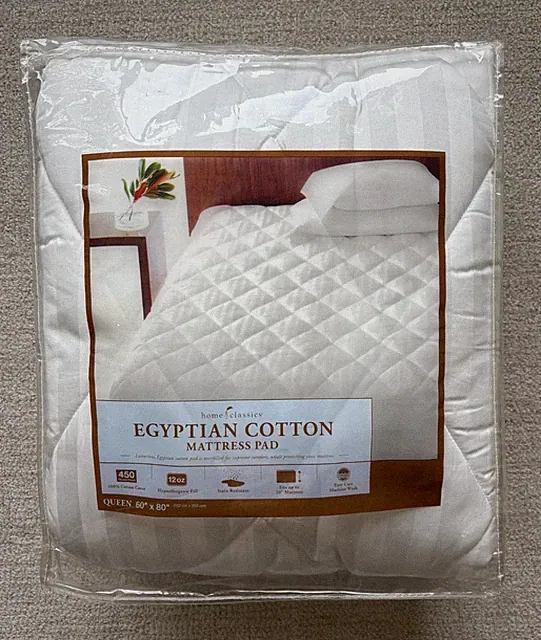 NEW Home Classics Egyptian Cotton Queen Mattress Pad