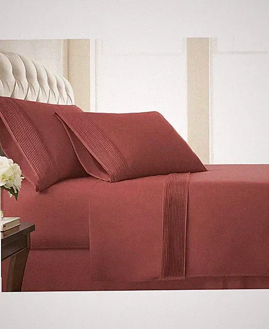 Southshore Fine Linens Classy Pleated 21in Sheet Set in Dusty Rose Queen Size