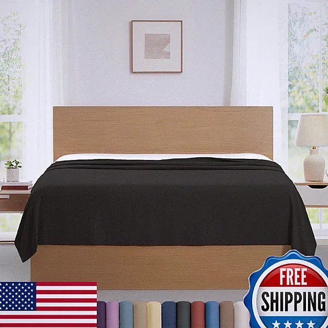Southshore Fine Living 2-Pack King Size Flat Sheets Oversized Black Bed Sheets 1