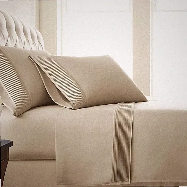 Southshore Fine Living 4-Piece Extra-Deep Pocket Pleated Sheet Set Taupe Queen