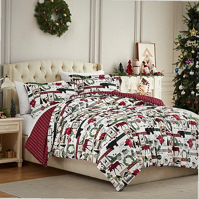 Southshore Fine Living, Inc. Full/Queen Comforter Set 2 Pillow Cases - Red Plaid