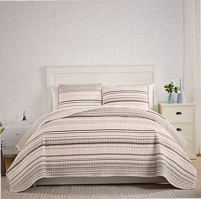 Southshore Fine Living Oversized Lightweight Coastal Stripe Quilt Set KING