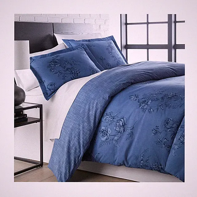 Southshore Harmony Oversized 3-Piece Comforter Set w/ shams Blue Floral